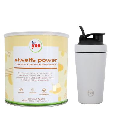 Power protein according to Dr.Strunz with free shaker gray i good soluble creamy multi-component protein: whey soy milk chicken egg protein + L-carnitine vitamins minerals i cs 156 (vanilla) - Buy Online on GoSupps.com