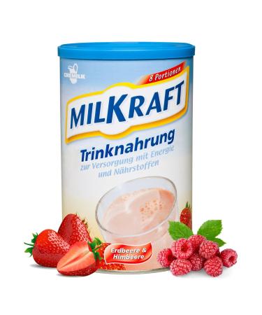 Milkraft drinking meal strawberry raspberry 480g - high -caloric & practical - powder for complementary & exclusive diet - protein shake & carbohydrates for adult strawberry raspberry 480 g (1 Pack)