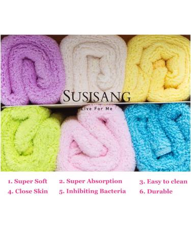 SUSISANG Candy Color Super Soft Washcloths Towel 6-Piece Set - Super Absorbent & Quick Drying Square Towels - Buy Online on GoSupps.com