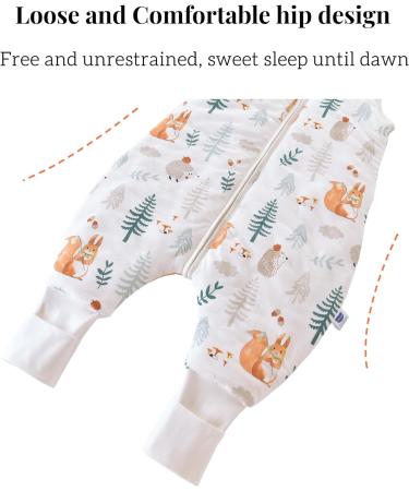 Chilsuessy Winter Baby Sleeping Bag with Feet | 2.5 TOG 100% Cotton | Toddler Wearable Blanket for Boys Girls | Squirrel+Forest Bear Design | 90cm/3-4 Years - Buy Online on GoSupps.com