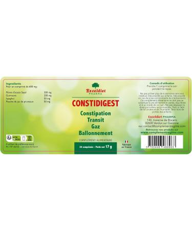 Constidigest - Laxatif Doux - Constipation & 30 comprim s Naturels & Transit Intestinal - Colon Foie Intestin & Ballonnements et gaz & Made in France by Exceldiet Pharma (3) - Buy Online on GoSupps.com