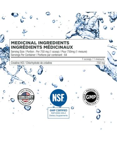 CON-CRET Creatine HCl Powder | Muscle Cognitive Cellular Energy Support | No Bloating or Cramps | Strength & Endurance | Raw Unflavored (64 Serving) - Buy Online on GoSupps.com