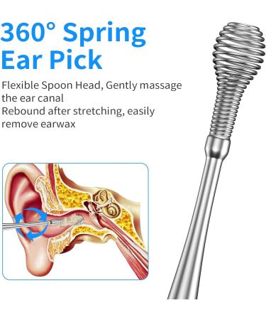 16PCS Stainless Spiral Ear Wax Removal Kit - Professional Ear Cleaner with Clean Brush and Metal Case - Buy Online on GoSupps.com