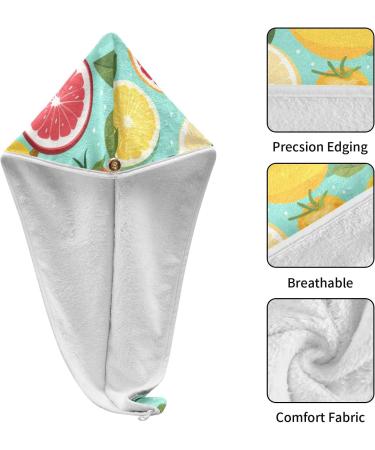 Super Absorbent Lemon Orange Fruit Hair Towels 2 Pack | Quick Dry Hair Turbans for Women & Girls - Buy Online on GoSupps.com