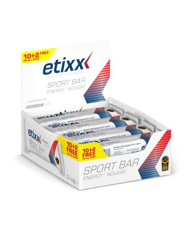 Etixx Energy Nougat Sport Bar - Barre nerg tique Nougat 12 x 40g - Apport Rapide en Glucides Id al pour Endurance et Performance