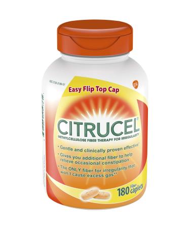 Citrucel Fiber Therapy Caplets for Irregularity, Easy to Swallow Methylcellulose Fiber Caplets, 180 Count 180 Count (Pack of 1)