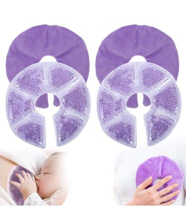 QETRABONE Breast Therapy Pads, Hot Cold Breastfeeding Gel Pads, Breastfeeding Essentials and Postpartum Recovery, Nursing Pain Relief for Mastitis, Engorgement, Reusable, Freezable, Microwavable Purple