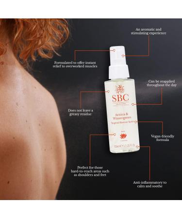 SBC Skincare Fating Spray with Arnica Oil & Winter Green - 100ml Muscle Relief Body Spray - Moisturizing Targeted Rescue Solution - Buy Online on GoSupps.com