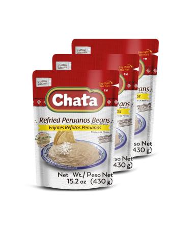 Chata Refried Mayocoba Beans | Practical + Delicious | Ready-to-Eat | Authentic Mexican Flavor | 15.2 Ounce (Pack of 3)
