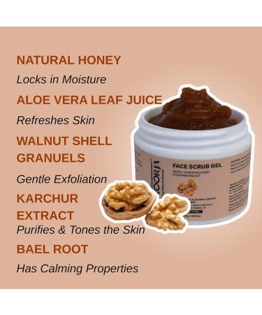BEMT Face Scrub Gel with Honey & Kashmiri Walnut | Gentle Exfoliating & Nourishing Formula with Aloe Vera Karchur & Bael Root | No Parabens No Mineral Oil | Suitable for All Skin Types | 50g - Buy Online on GoSupps.com