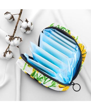 MUOOUM Menstrual Pad Bag | Zipper Sanitary Napkin Storage | Tampons Collect Bags for Women Girls | Sunflower Blue Flowers | Multi-Colored 4 - Buy Online on GoSupps.com