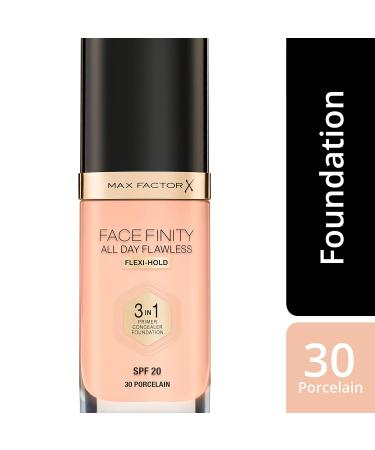 Max Factor Facefinity All Day Flawless 3-in-1 Foundation - Porcelain 30 ml | Primer Concealer & Foundation for Perfect Matte Finish - Shop Internationally - Buy Online on GoSupps.com