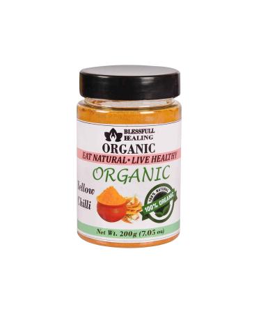 Blessfull Healing Organic Yellow Chilli 200 Gram Airtight Container (Packing May Vary) 200 Gram 7.05 oz