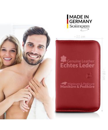 Marqus Solingen 12-Piece Manicure Pedicure Set in Real Leather Etui | Complete Hand & Foot Care - Perfect for Parties - Red - Buy Online on GoSupps.com