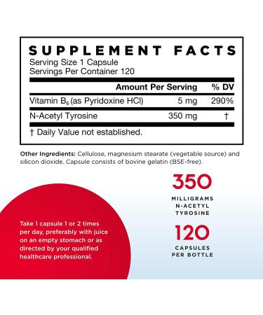 Jarrow Formulas N-Acetyl Tyrosine 350mg - 120 Capsules (Pack of 2) | Premium Dietary Supplement - Buy Online on GoSupps.com