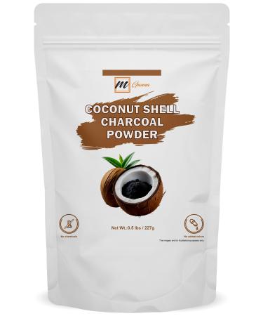 mGanna Coconut Shell Charcoal Powder (0.5 lbs / 227 g) Ideal for Teeth Cleaning Face Masks Scrubs and Soap Making