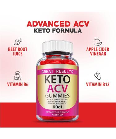 Great Results Keto ACV Gummies (5 Pack) - Vegan Apple Cider Vinegar Formula 1000mg - Advanced Vitamin B - 300 Gummies - Buy Online on GoSupps.com