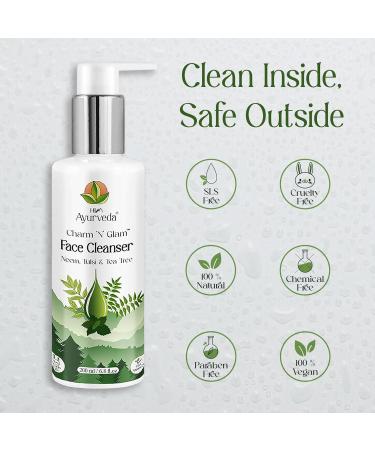 HIM AYURVEDA Charm N Glam Face Cleanser(Face wash) |with Neem Tulsi Tea Tree |For Dry Oily & Acne Prone Skin|Deeply Cleanses | Exfoliates Skin| For Men & Women | Sulphate Free | 200ML - Buy Online on GoSupps.com
