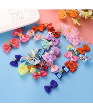 60pcs Multicolor Elastic Hair Bands Pets Bowknot Headdress Cats Dogs Random Patterns Pet Grooming Accessories - Buy Online on GoSupps.com