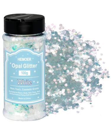 Hemo white opal glitter 100g chunky sequins glitter craft glitter for resin face nail body handicrafts slime festival party art glitter powder for nails glitter - Buy Online on GoSupps.com
