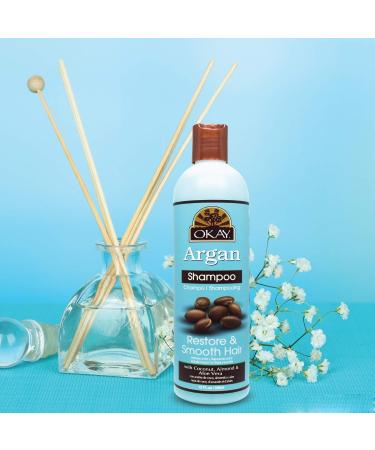 OKAY Argan Shampoo for All Hair Types | Hydrate Restore & Smooth Hair with Coconut Almond & Aloe Vera | Paraben Silicone & Sulfate Free | 12 oz - Buy Online on GoSupps.com