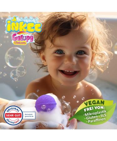 INKEE Galupy Unicorn Bath Bombs | 4 Bubble Gum Aroma Bath Balls for Kids | Jojoba Oil Infused | International Shipping - Buy Online on GoSupps.com
