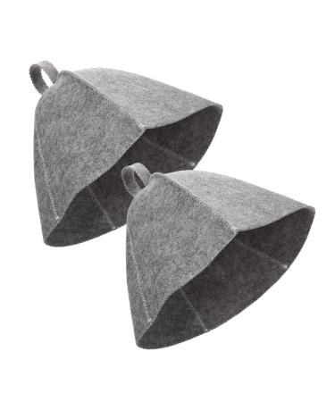 Sauna Hat Cap Men Women Felt Sauna Hat 2 Pieces Bath Headscarf Sauna Cap Shower Cap Sauna Hat Shower Cap for Women Men Gray