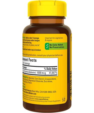 Nature Made B-12 Sublingual Cherry 1000 mcg - 50 Micro Lozenges | Energy & Immune Support - Buy Online on GoSupps.com