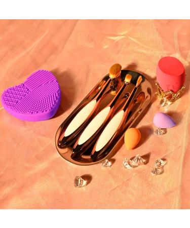Dolovemk Oval Foundation Brush & Silicone Cleaning Pad Quick Makeup Brush Cleaner & Mini Sponge for Eyes & Nose - Buy Online on GoSupps.com