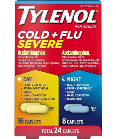 Tylenol Cold + Flu Severe Day & Night Caplets - 24 Count - Buy Online on GoSupps.com