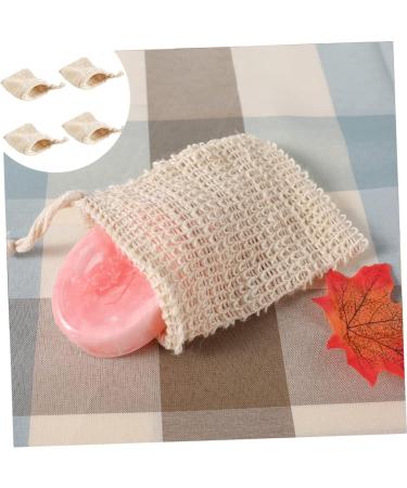 WOONEKY 4pcs Handmade Soap Bag Natural Sisal Soap Saver Soap Pouch Mesh Bags Cotton Linen White - Buy Online on GoSupps.com