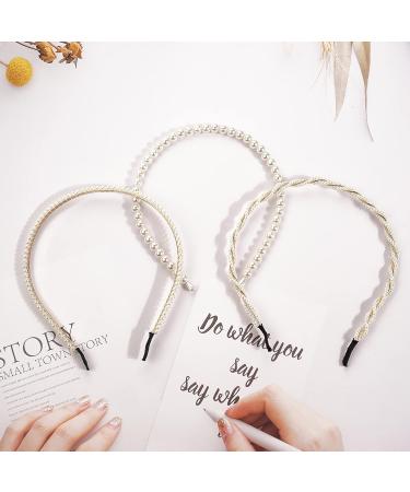 3 Pack White Faux Pearl Headbands for Women - Bridal Hair Accessories - Buy Online on GoSupps.com
