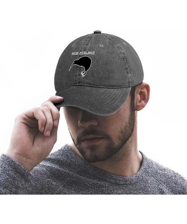 New Zealand Kiwi Bird Denim Cap - Adjustable Cotton Baseball Hat in Charcoal - Buy Online on GoSupps.com
