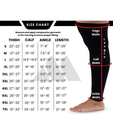 Mojo 7XL Thigh-High Compression Socks for Varicose Veins & Lymphedema - Black, Plus Size A609BL10 - 1 Pair - Buy Online on GoSupps.com