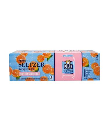 Polar Seltzer Water Ruby Red Grapefruit 12 fl oz 12-Pack - Refreshing Citrus Sparkling Water - Buy Online on GoSupps.com