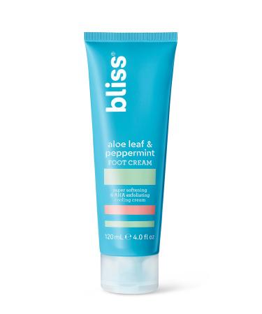 Bliss - Aloe Leaf & Peppermint Foot Cream | Super Softening AHA Exfoliating Cooling Cream | Exfoliator & Moisturizer | Vegan | Cruelty Free | Paraben Free | 4.0 fl. oz. 4.0 Fl Oz (Pack of 1) - Buy Online on GoSupps.com