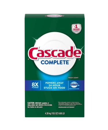 Cascade Complete Powder Dishwasher Detergent, Fresh Scent (155 oz.) Fresh Scent 9.68 Pound (Pack of 1)