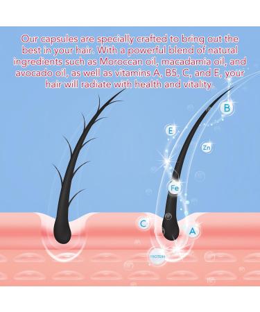 Hair Vitamin Serum Oil Capsule Hair Treatment Serum with Vitamins A C E Pro B5 and Argan Macadamia Avocado Oils No Rinse and Safe for All Hair For Men & Women - Buy Online on GoSupps.com