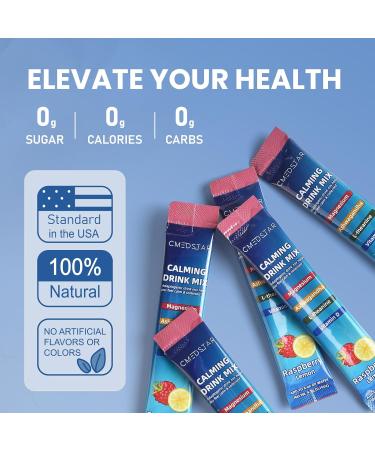 CMEDSTAR Calming Powdered Drink Mix Cortisol Supplement for Relaxation Focus & Stress Support Raspberry Lemonade 20 Packets Magnesium Glycinate L-Theanine Ashwagandha Vitamin D3 Sugar Free - Buy Online on GoSupps.com