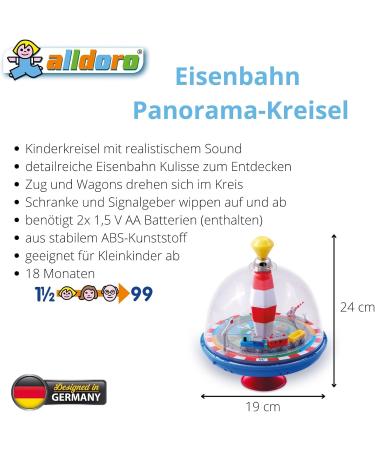 Alldoro 68010 Panoramic Train Carousel | Musical Kids' Roundabout | 19 cm with Sound & Stand | Battery Included | 18 Months+ - Buy Online on GoSupps.com