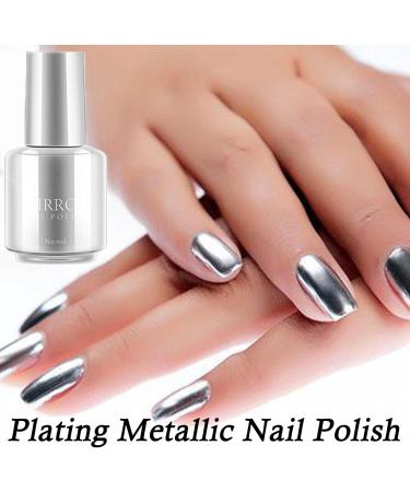 Metallic Silver Nail Polish Metal Nail Polish Mirror Nail Varnish Quick Drying Metallic Effect Nail Art Polish Long Lasting Non-Peelable Magic Mirror Gel Nail Polish No UV Needed - Buy Online on GoSupps.com