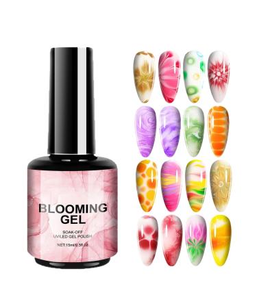 Nail gel nail gel - 15ml UV LED bloom | Long-lasting watercolor nail gel for travel outdoors home business trip school
