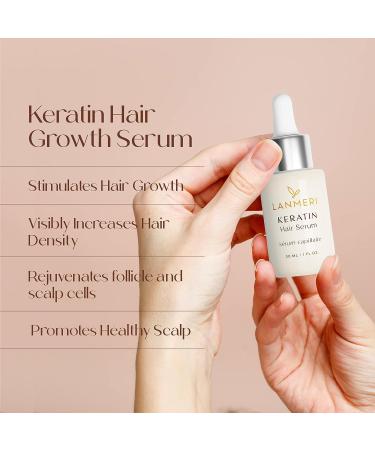 Lanmeri Hair Growth Serum with Keratin Amino Complex - Anti Frizz Control, Repair, and Thickening Treatment for Dry, Damaged Hair - Hair Loss Prevention for Men and Women - Buy Online on GoSupps.com