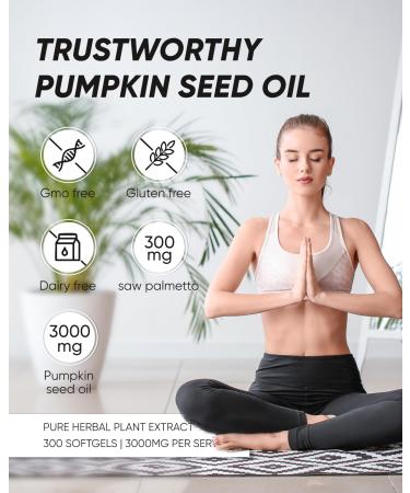 Pumpkin Seed Oil Capsules | 300 Softgels Pumpkin Seed Oil 2 in 1 with Saw Palmetto | Hair Growth&Shedding Reduction | Plant-Based Formula for Hormonal Balance, Bladder Comfort & Restful Sleep - Buy Online on GoSupps.com