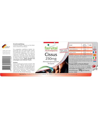 Fairvital Cissus Capsules - Vegan - HIGH Dosage - 90 Capsules - Cissus quadrangularis - Buy Online on GoSupps.com