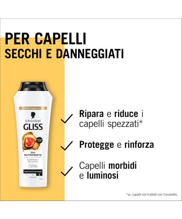  Gliss Gliss Schwarzkopf Gliss 2-in-1 Nutrition Shampoo & Conditioner Healthy Hair Softness and Brightness for Normal Hair with Hydrolyzed Keratin and Floral Nectar Pack of 6 x 250 ml - Buy Online on GoSupps.com