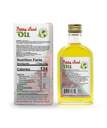 ECO NAVA Poppy Seed Oil 200 ml | 100% Natural Cold Pressed | Unrefined Raw Vegan | Gluten-Free | Great for Cooking, Salads, Hair, Face & Skin Care - Buy Online on GoSupps.com