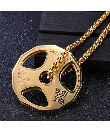Dumbbell Necklace for Men | Stainless Steel Fitness Pendant | Workout Jewelry Gold - Buy Online on GoSupps.com