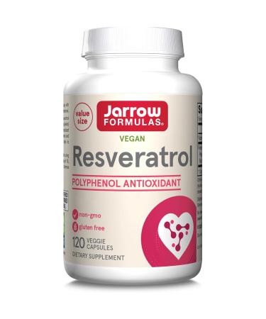 Jarrow formulas resveratrol 100mg with trans-resveratrol and vitamin C high dose 60 vegan capsules laboratory tests vegetarian soybreis gluten-free without genetic engineering