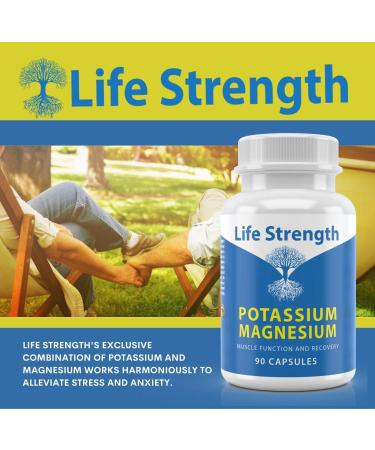 Life Strength Magnesium Potassium Complex Supplement - 90 Capsules - Supports Vascular Health & Leg Cramp Relief - Buy Online on GoSupps.com